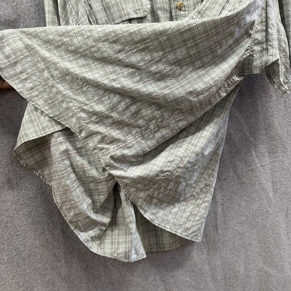 Duluth Trading Shirt Mens 3XL Light Green Plaid Vented Short Sleeve Button Up - Picture 4 of 10